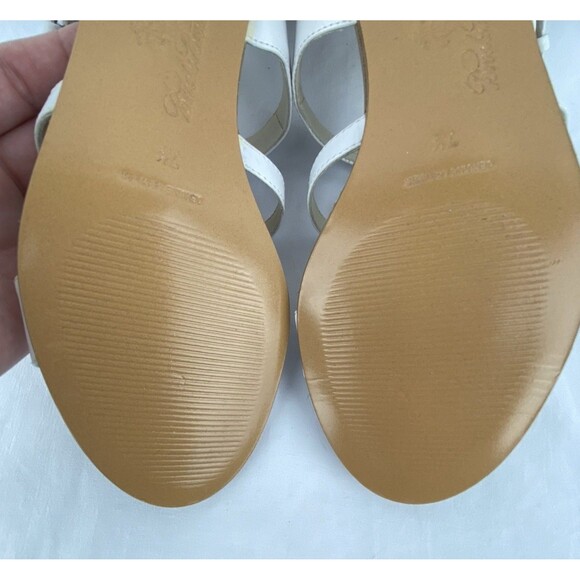 Brooks Brothers Sandals Sz 7.5 Leather White Buckle Strappy Gladiator Nautical - Picture 11 of 12
